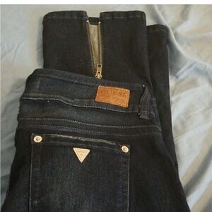 Guess Dark Blue Ankle Zip Cropped Jeans NWT
